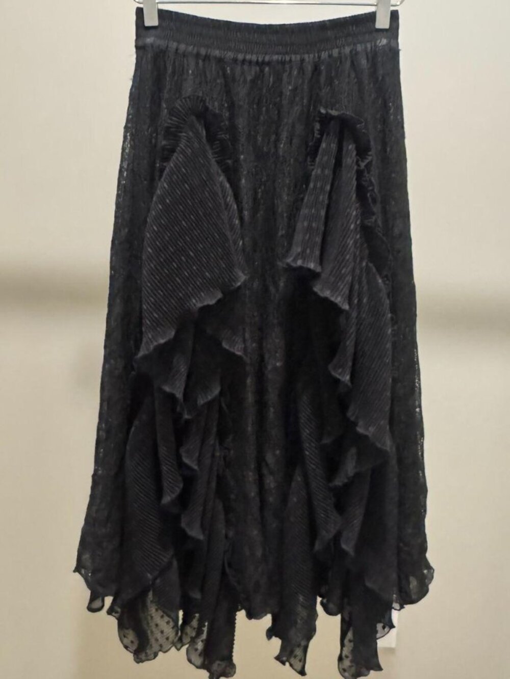 Romance Was Born Black Lace Ruffle Maxi Skirt